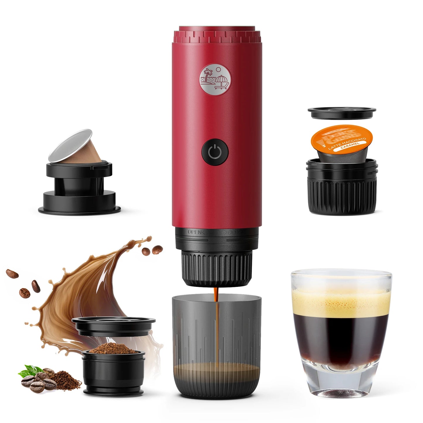 Portable Espresso Machine 3-in-1 Travel Coffee Maker for Camping Hiking Office Self-Heating with USB-C