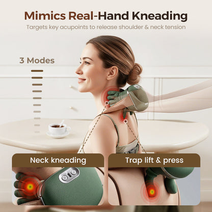 💆‍♂️ Portable Neck Massager – Shiatsu Kneading, 3D Deep Relief & Wireless Use 🔋
