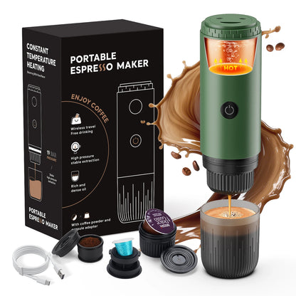 Portable Espresso Machine 3-in-1 Travel Coffee Maker for Camping Hiking Office Self-Heating with USB-C