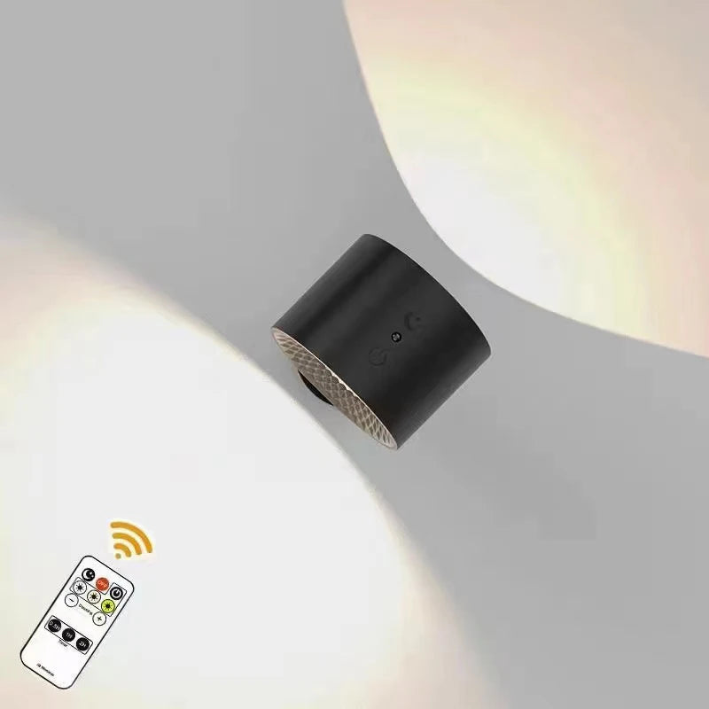 Led Dubbele Kop Wandlamp Touch Control Afstandsbediening 360 Draaibare Usb Opladen Draadloze Draagbare Nachtlampje Voor Slaapkamer Leeslamp