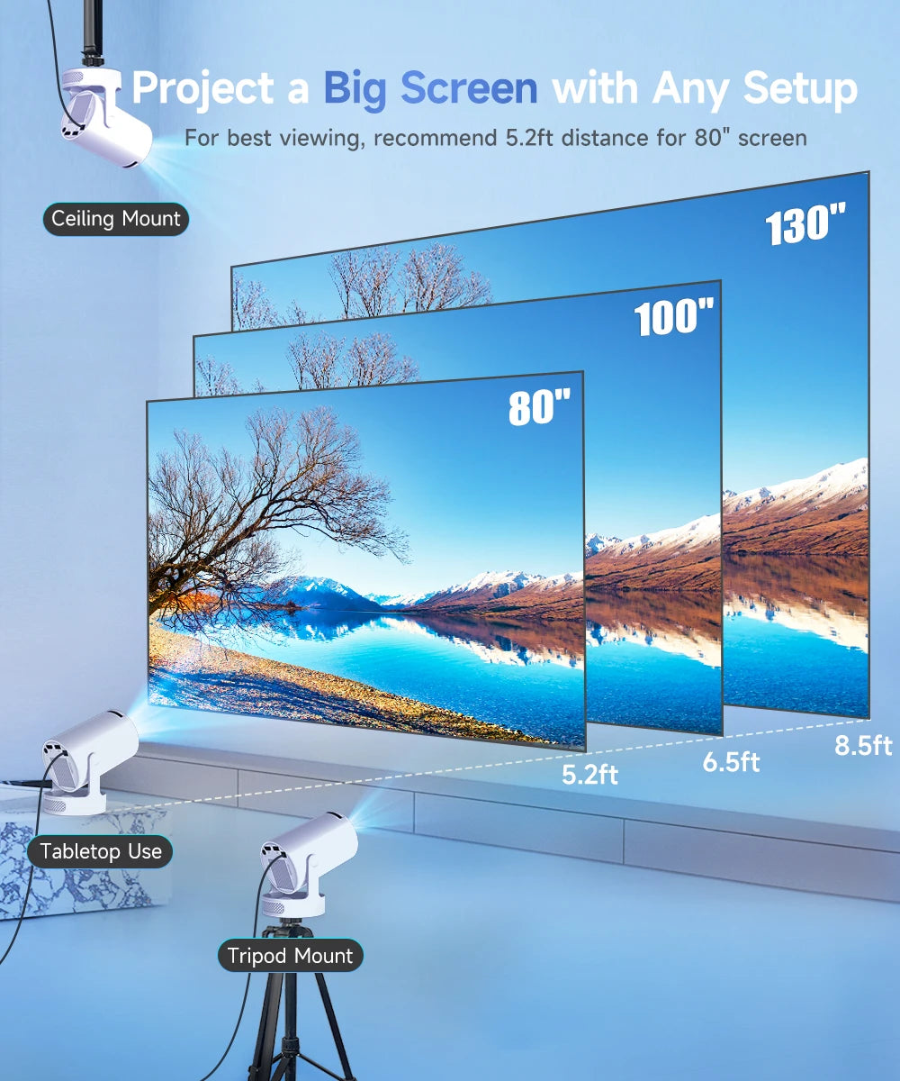 Magcubic HY300 Pro+ 4K Android 11 Portable Projector 8000 Lumens WiFi 6 BT5.4 Outdoor Theater 5W HiFi Speaker 720P HD Supported