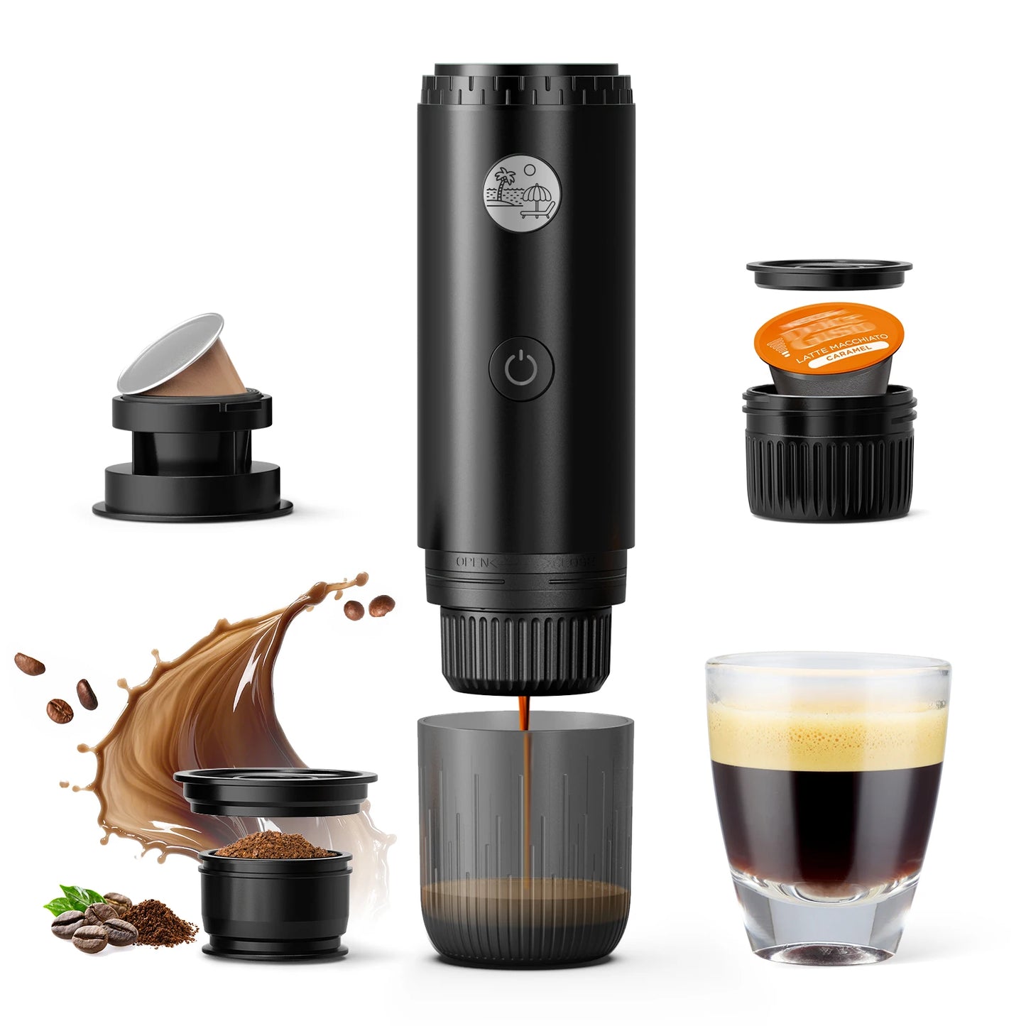 Portable Espresso Machine 3-in-1 Travel Coffee Maker for Camping Hiking Office Self-Heating with USB-C